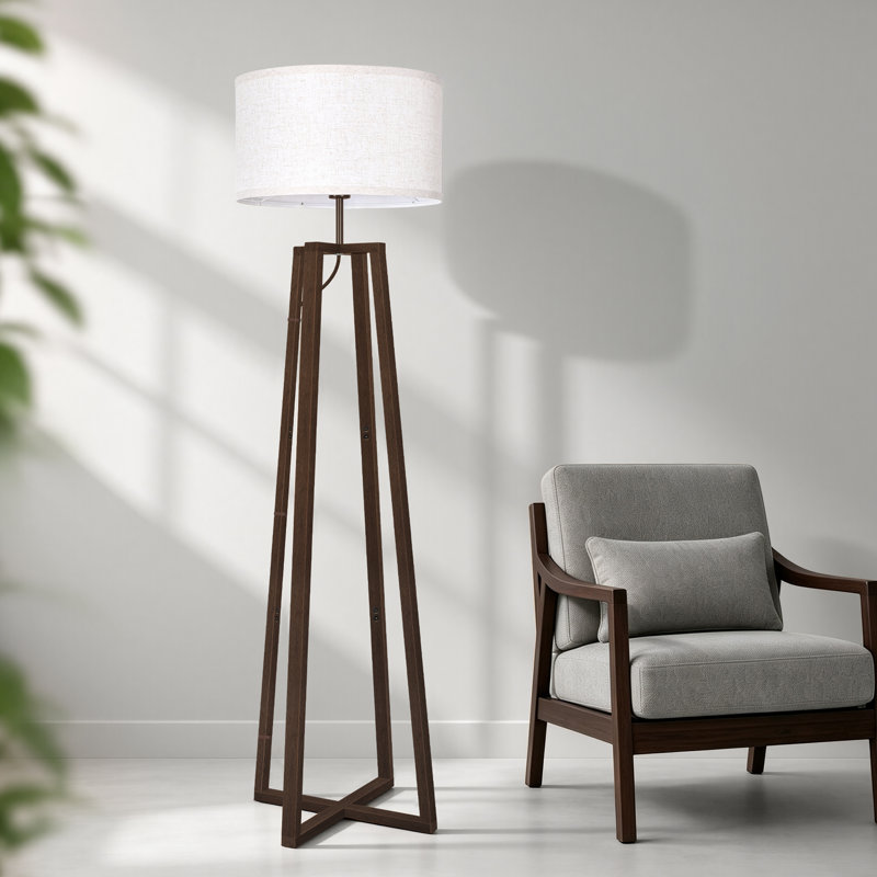 156cm Powder Coated Tripod Floor Lamp, Black