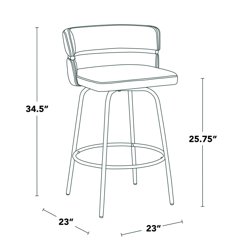 Tabouret de comptoir à hauteur fixe 26 "en similicuir Sone avec repose-pieds rond Sone, Similicuir blanc / cadre doré