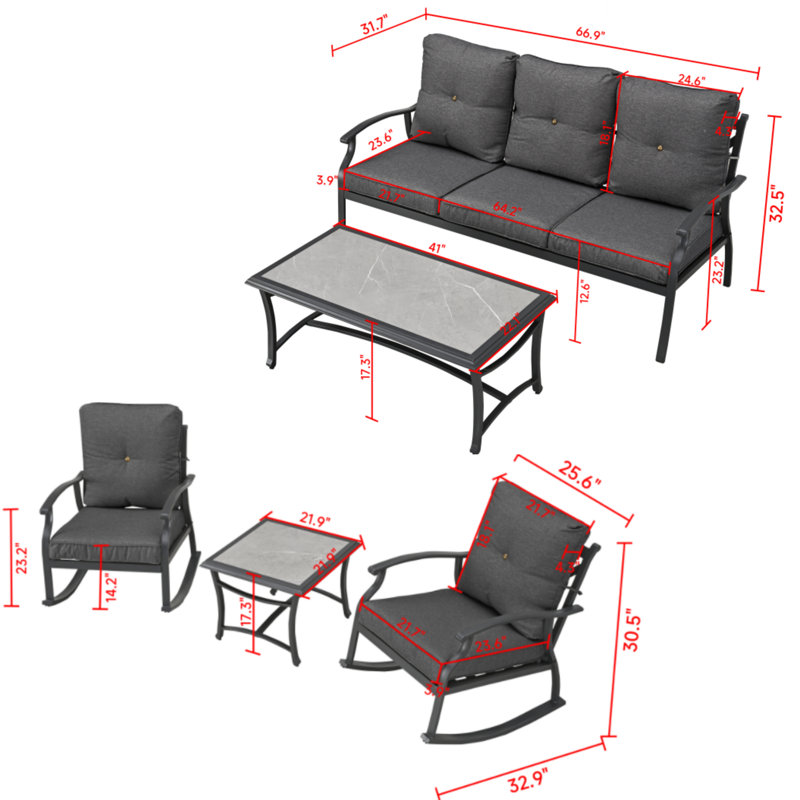 10-Piece conversation set, Dark Gray