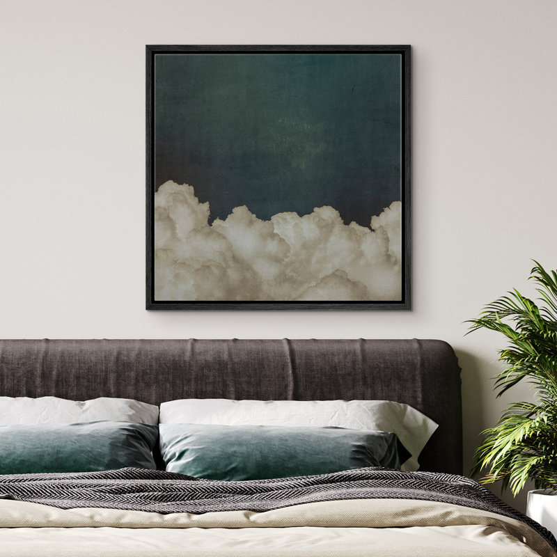 "Pastel bleu marine, nuages dans le ciel, aquarelle, détente minimaliste, décor moderne, art moderne 1-IRS29" sur, Noir