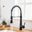 Black Kitchen Faucet With Pull Down , Single Lever Function, Superior Ceramic, Resists Stains And Fingerprints, Smooth Water Delivery, Simple Install Guidance