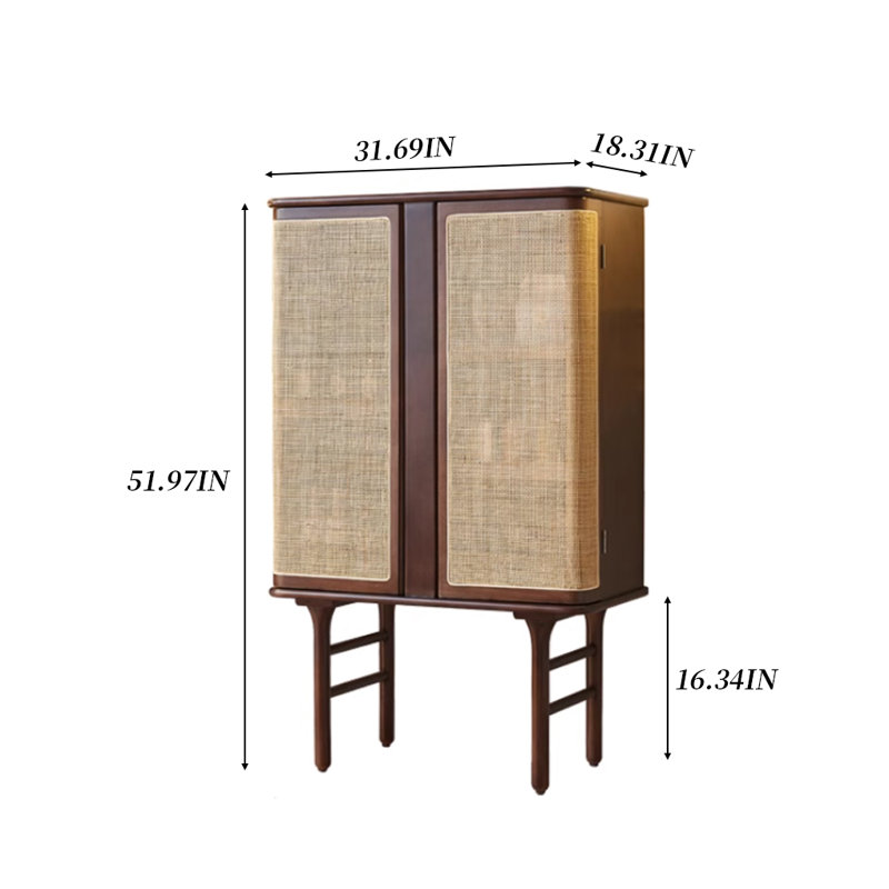 Solid wood double door storage cabinet bookcase