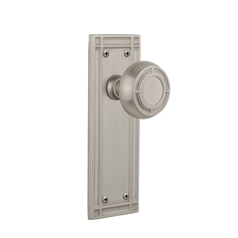 Mission Plate with Mission Door Knob, Satin Nickel, 2-3/4”