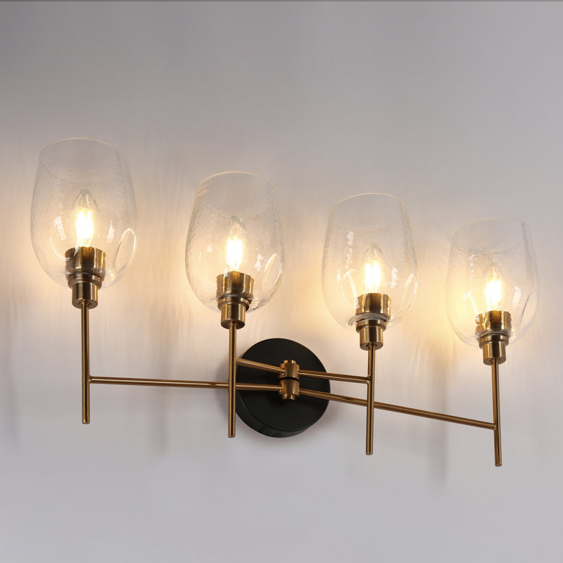 Applique murale noire et dorée à 4 lumières avec cloche d'eau Winslowe, à intensité variable