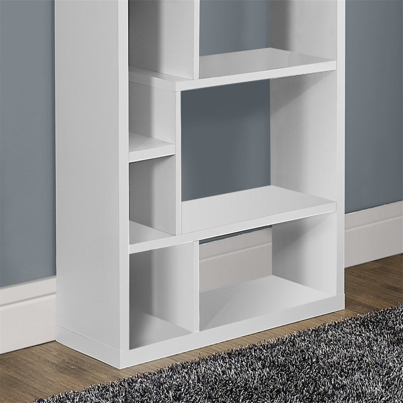 Contemporary White 72" High Asymmetrical Bookcase