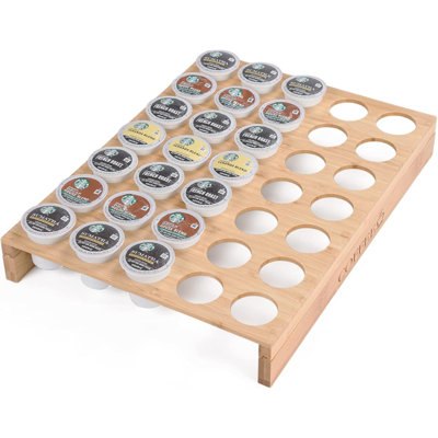 L'organisateur en bambou K-Cup contient 35 dosettes de café, un support de rangement de comptoir ou de tiroir pour les stations de cuisine, de bureau et de café