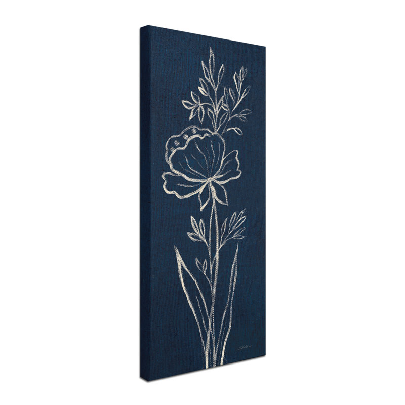 « indigo floral iii », reproduction sur toile tendue, H 19 po x l 8 po x P 2 po