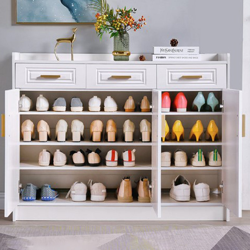 Rangement à chaussures en bois manufacturé blanc