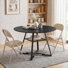 Table de cuisine industrielle avec tablette en filet et 2 chaises pliantes rembourrées en métal, ensemble de coin-repas petit coin-repas