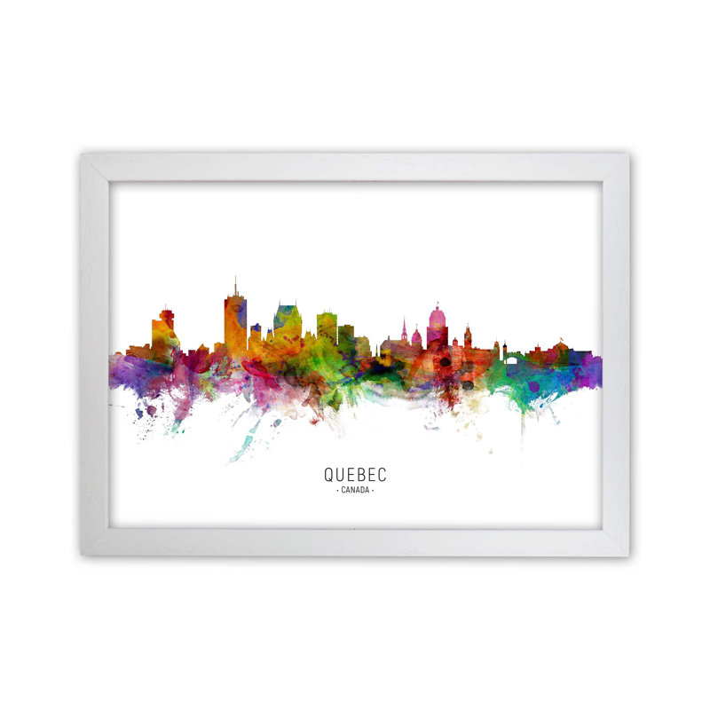 Quebec Canada Skyline by Michael Tompsett - Print, White Framed, 34cm H x 46cm W x 3cm D