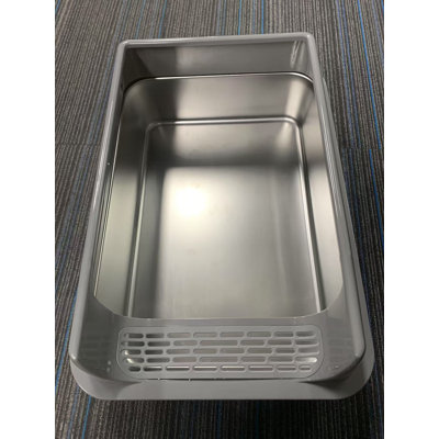 Stainless Steel Litter Box, Semi Enclosed High Side Cat Litter Box, Top Entry Litter Boxs for Senior Cats, Leak-Proof, Non-Sticky, Ideal for Indoor Cats Kitten, Gray/L