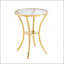Table de bar en acier inoxydable avec plateau en verre trempé et base plaquée or
