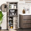 Porte coulissante avec garde-manger et buffet - Armoire de cuisine rustique en bois rétro