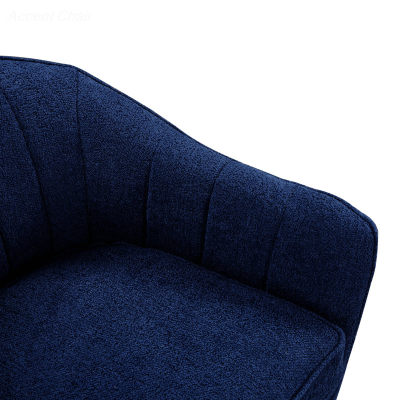 30'' Wide Tufted Barrel Chair, Blue Fabric