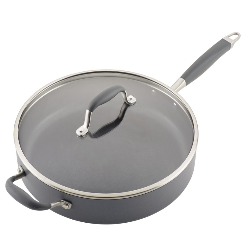 Anolon Advanced Home 5-Quart Sauté Pan with Helper Handle and Lid, Moonstone, Moonstone