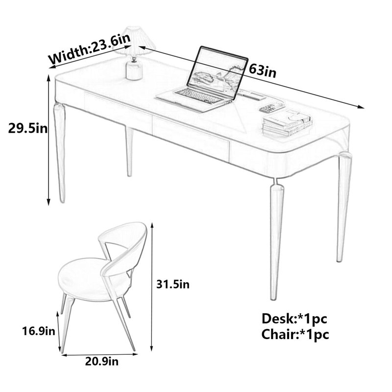 Cream White Minimalist Desk