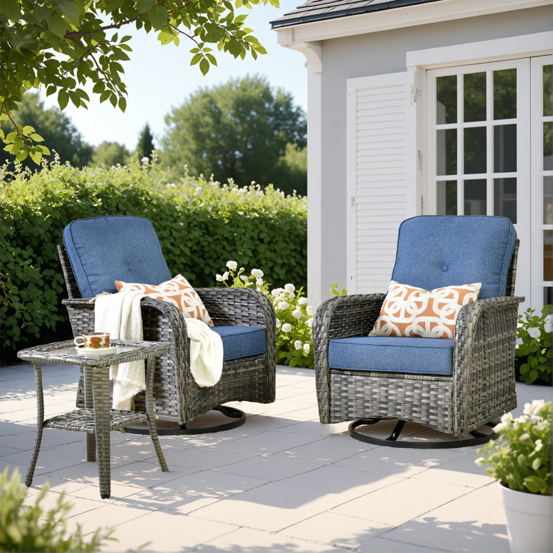 Christensen 2 - Person Patio Dining Set with Square Table, Blue