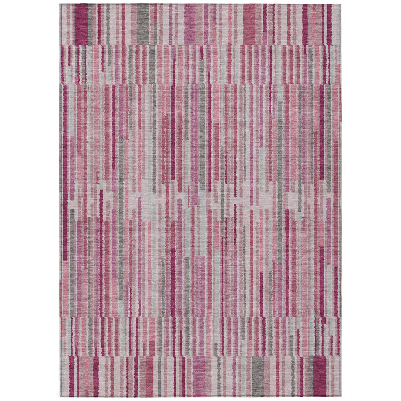 Tapis intérieur lavable rayé ivoire et rayé 3 pi x 5 pi