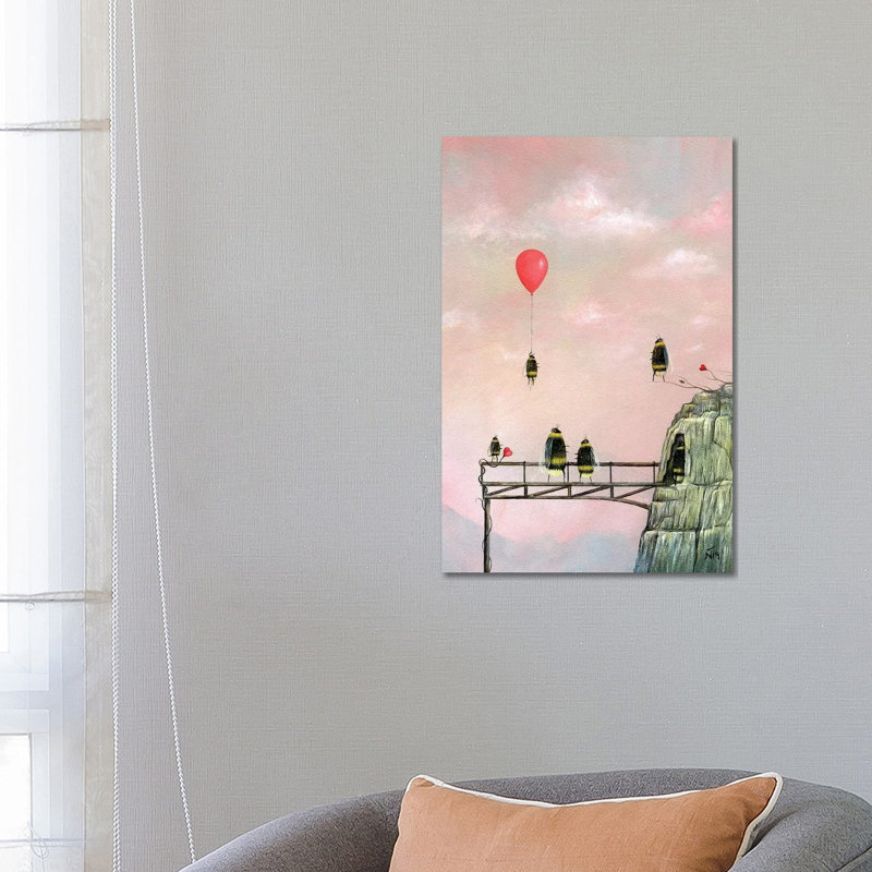«The Bridge» par Neil Thompson - peinture sur toile tendue, H 26 po x l 18 po x 1,5 po