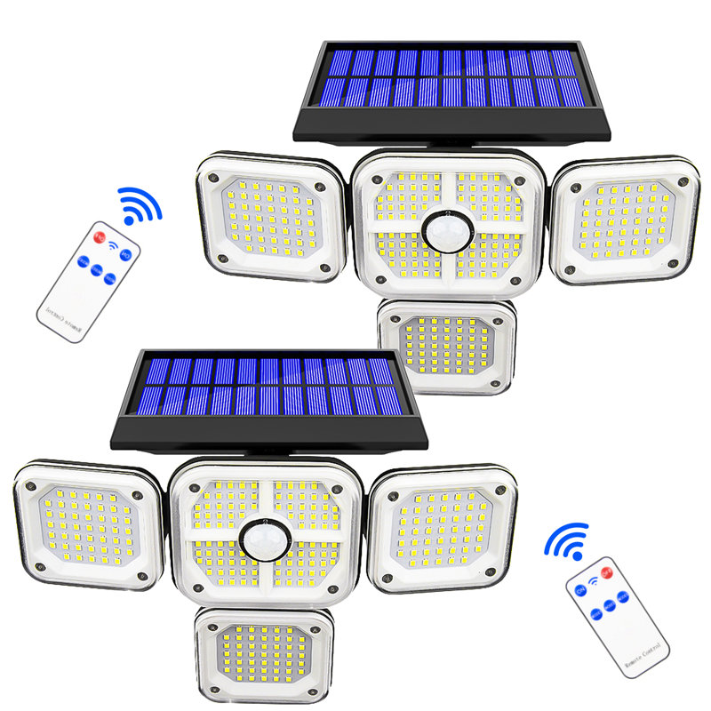 Solar Outdoor Motion Sensor Security Lights 144LED 3 Modes Waterproof with Remote Control