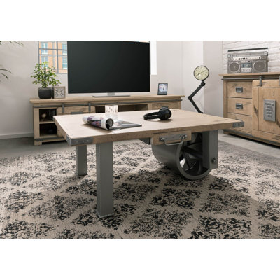 Wheel Coffee Table with Storage