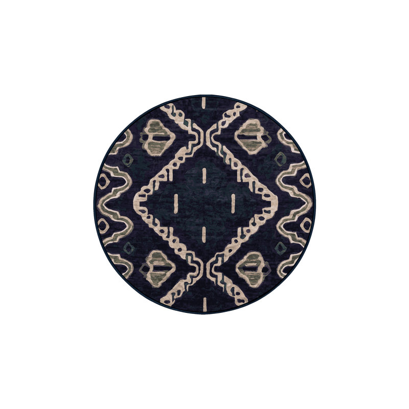 Machine Washable Purple Area Rug, Round 5'