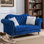 Causeuse en velours 66,5 po, Chesterfield capitonné Crystal Diamond, bleu