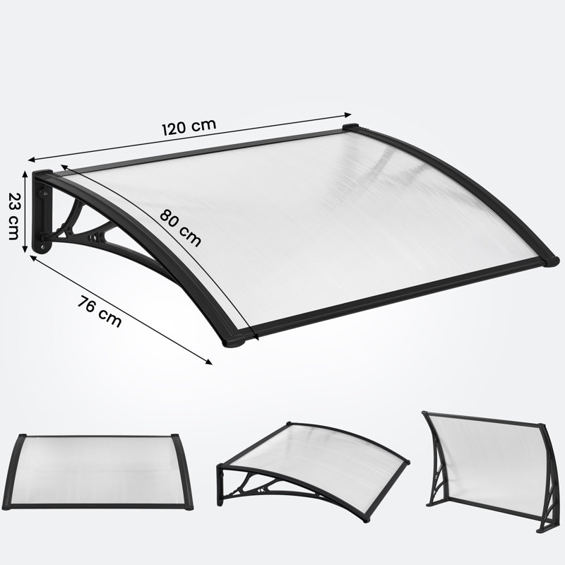 Yaheetech 76cm D Plastic Cover Retractable Door / Window Awning, 23cm H X 120cm W X 76cm D, Black