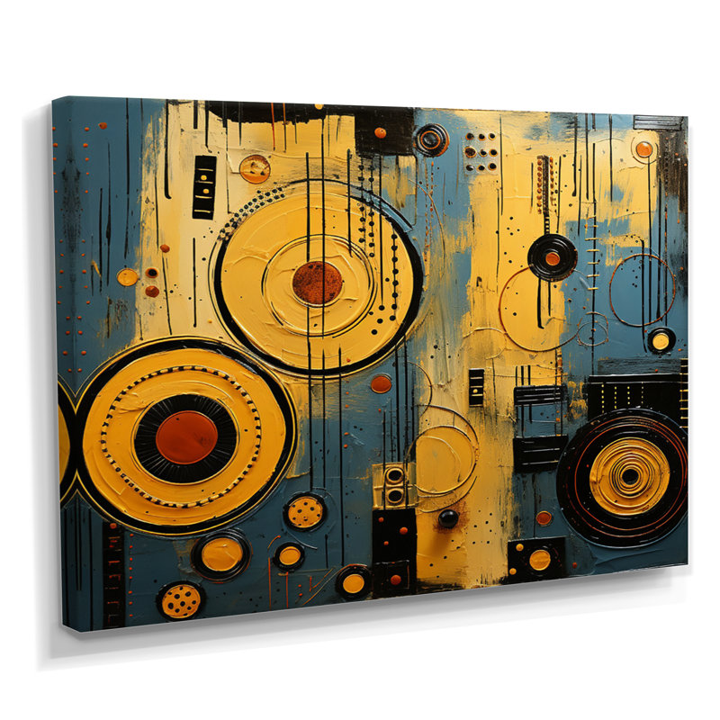 Cercle contemporain contemporain, collage - art mural africain, H 24 po x l 32 po x P 1 po, Toile tendue