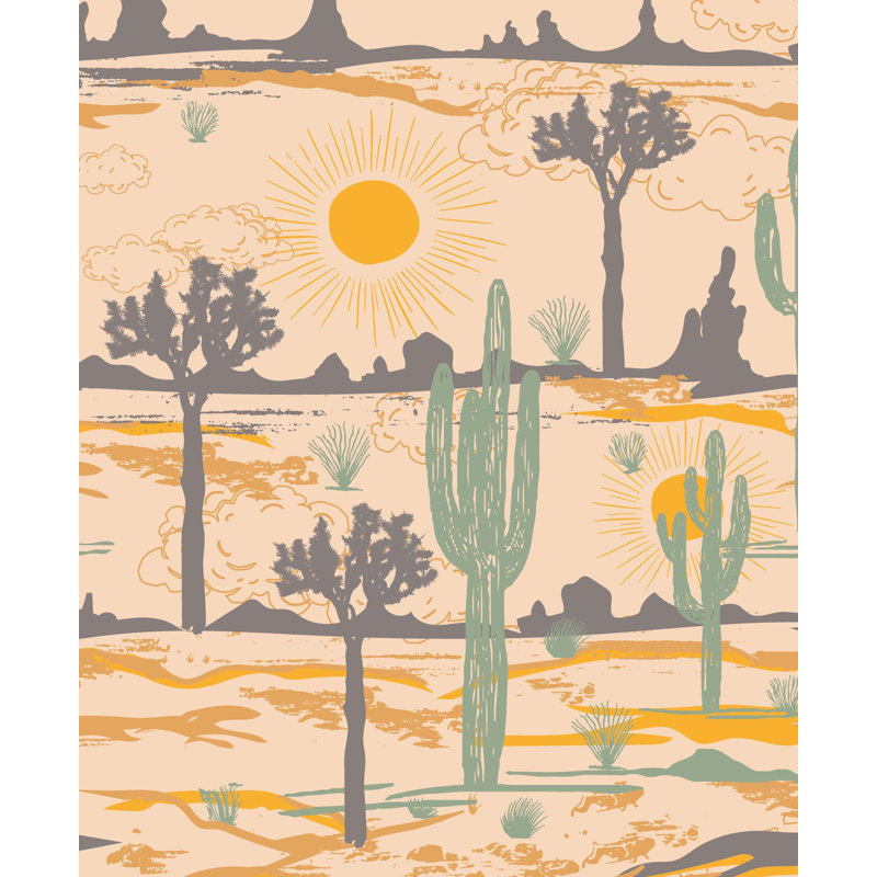Papier peint désertique, cactus