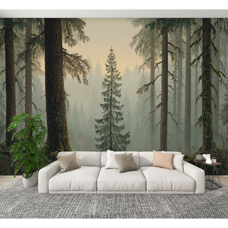 Papier peint auto-adhésif Farmhouse Rustic Misty Woodland, L 144 po x l 100 po