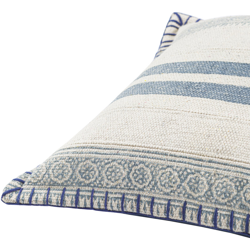 Lola Striped Cotton Reversible Pillow Cover, 14" x 22"