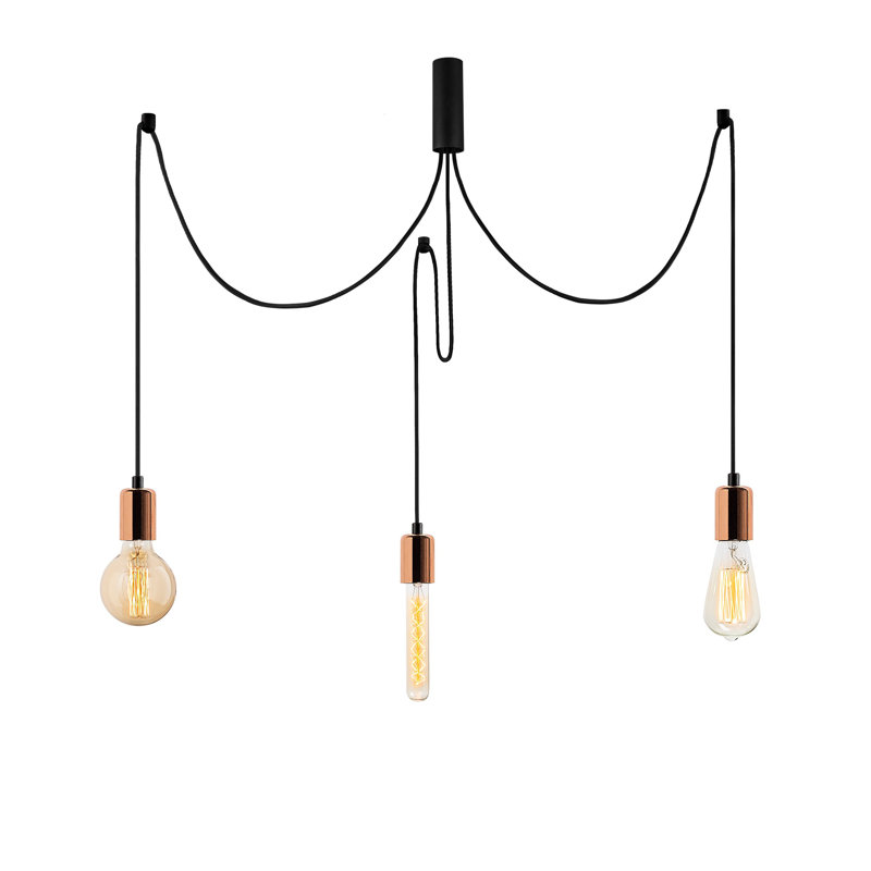 Lustre moderne en cuivre, hauteur réglable, 38,2 po x 38,2 po x 40,2 po | Corps en métal durable, 3 x douilles E27 (40 W maximum) | Conception élégante et novatrice, idéale pour le salon et la salle à manger, indice de protection IP20