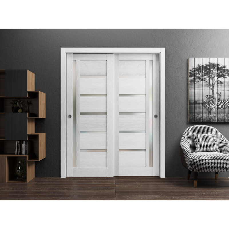 Portes à panneaux coulissantes à panneaux Quadro, 84 po x 80 po, Chêne gris clair