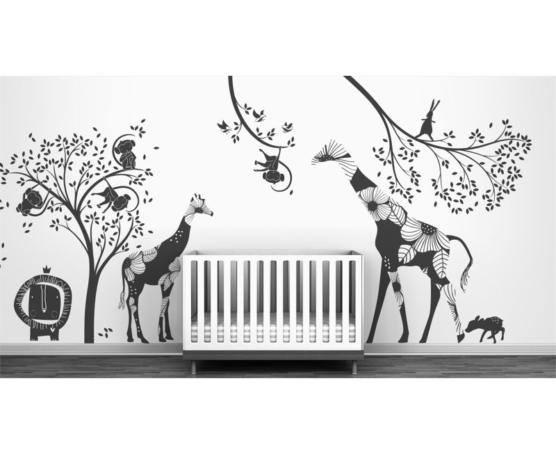 Décalcomanie murale jungle baby, Anthracite