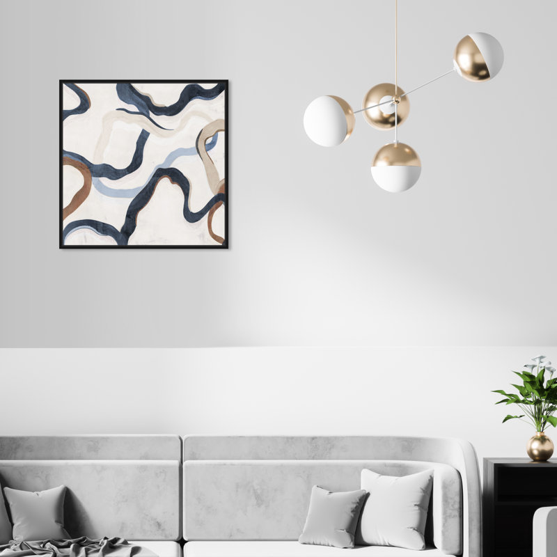 Sentiers de la vie III - peinture sur toile, Cadre noir, H 21 po x l 21 po