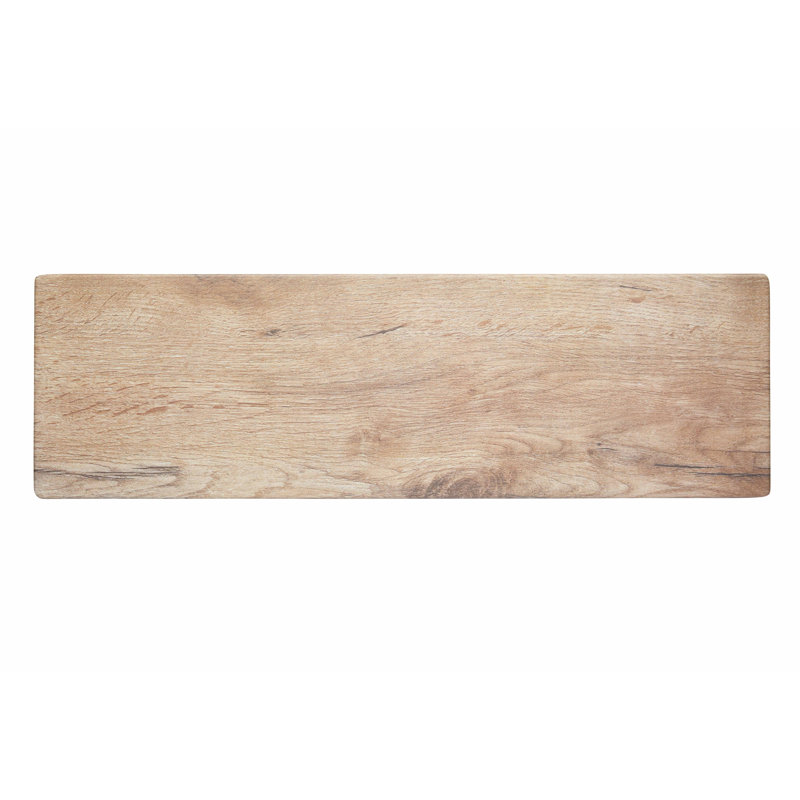 "We Love Summer" Rectangular Melamine Wood-Effect Food Serving Platter, Brown
