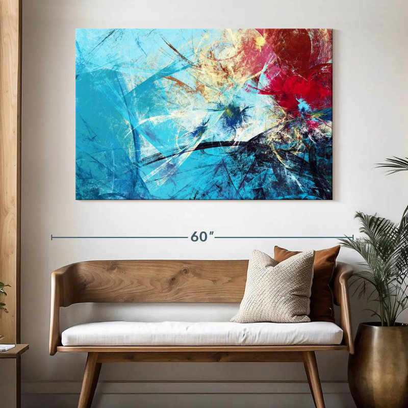 Avery Red And Blue Abstract, 34" H x 51" W