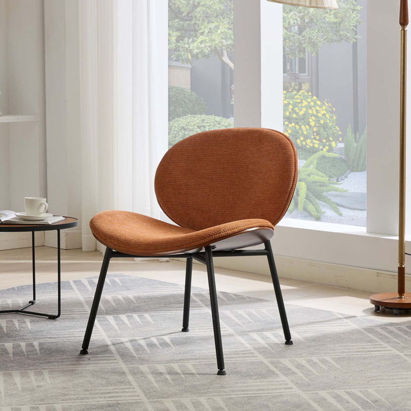 Chaise longue simple en tissu Mid-Century, Orange