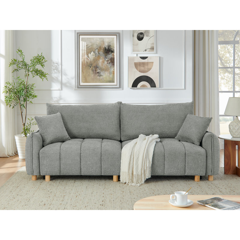 Abner 90.1" Full Size Convertible Tufted Sleeper Sofa With Storage For Living Room, Gray