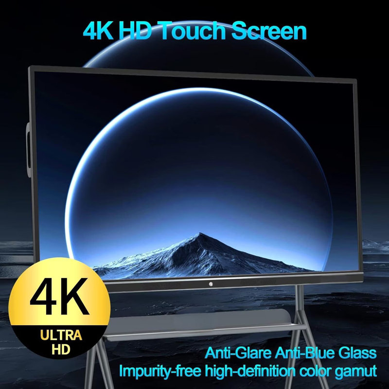 JYXCN 75" Smart Board 4K Pro Touch Interactive Wireless Presentation Screen QR Sharing for Classroom Office(Include Wall Mount)