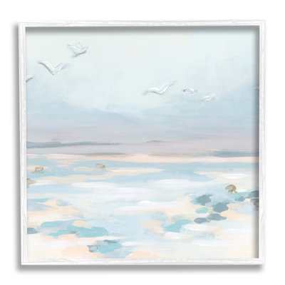 Az-942 - «Birds Flying Beach Scene» encadré sur toile par June Erica Vess