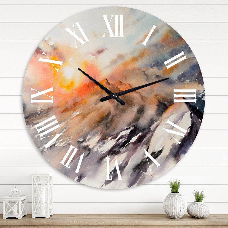 Majestic Sunset In The Mountains Landscape - Horloge murale traditionnelle, Grand
