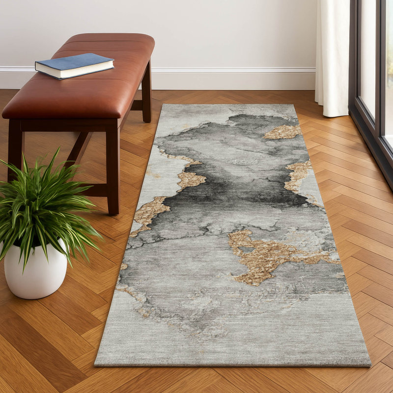 Premium Machine Washable Jacquez AMF1795 Modern Rug, Runner 2'3" x 7'6"