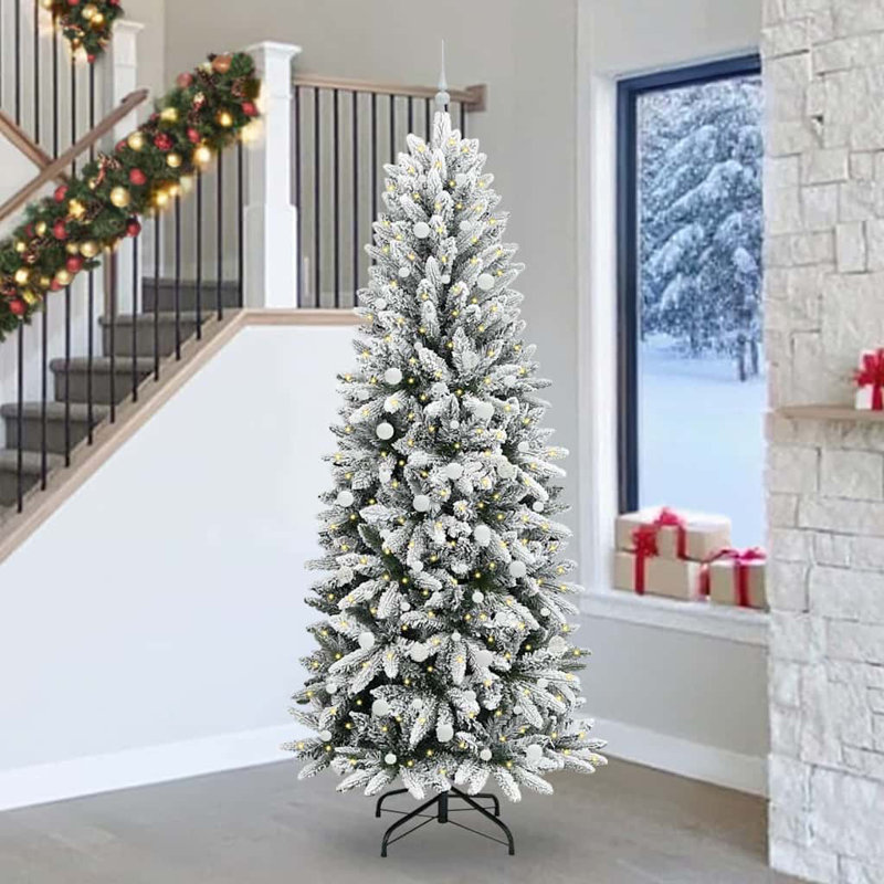 Artificial Christmas Tree with 300 LEDs White, White, 7.87' H