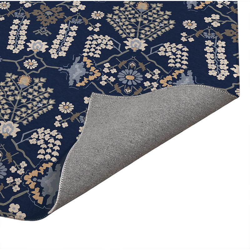 Tapis de cuisine à profil bas Zoey, Rectangulaire 3 pi x 5 pi, Marine