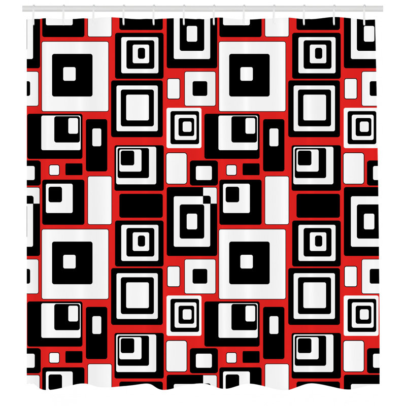 Abstract Shower Curtain with Hooks Included, 75" H x 69" W