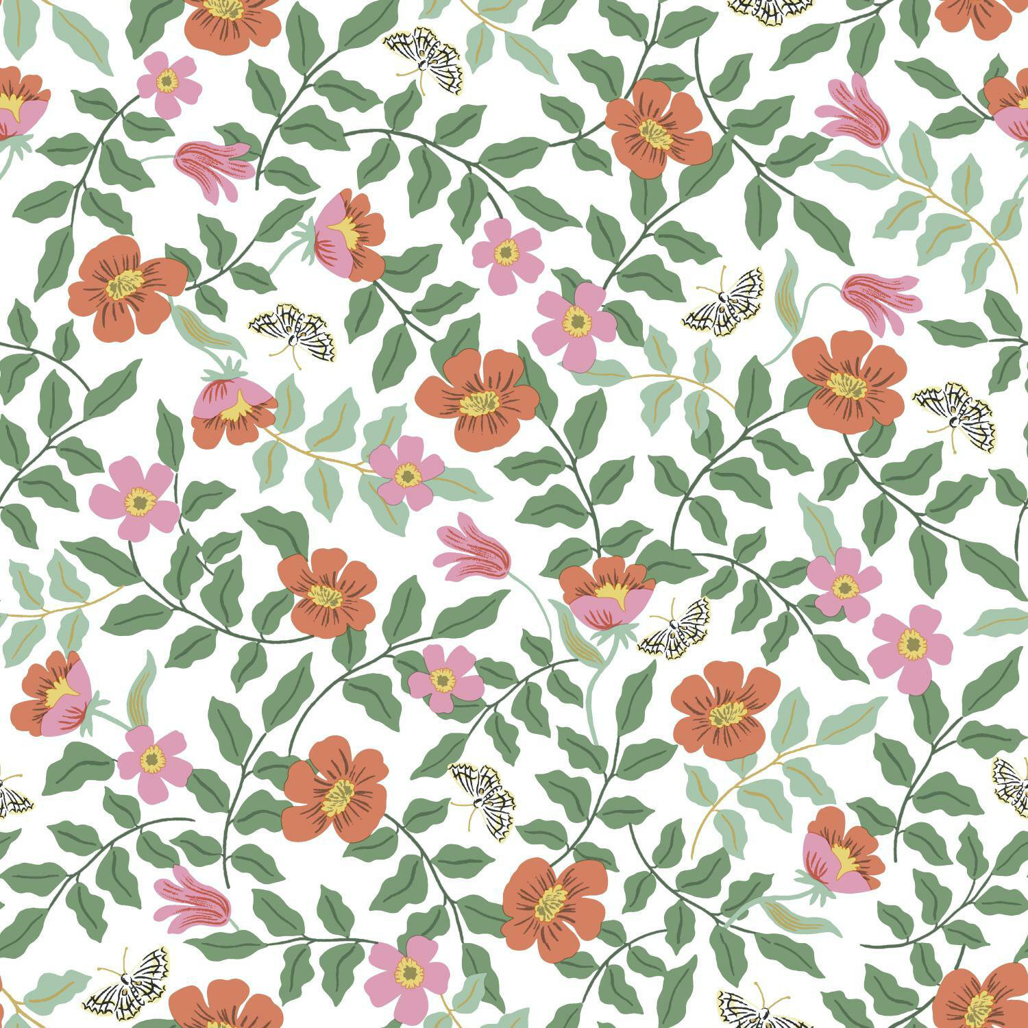 Primrose Self-Adhesive Wallpaper, Rose/Cream