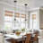1-Light Kitchen Island Pendant with Clear Hammered Glass Shade-813439399