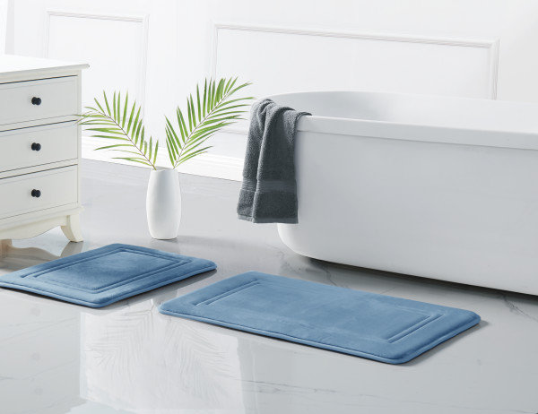 Ensemble de tapis de bain 2 pièces Baysen Memory, l 20 po x L 32 po, Bleu